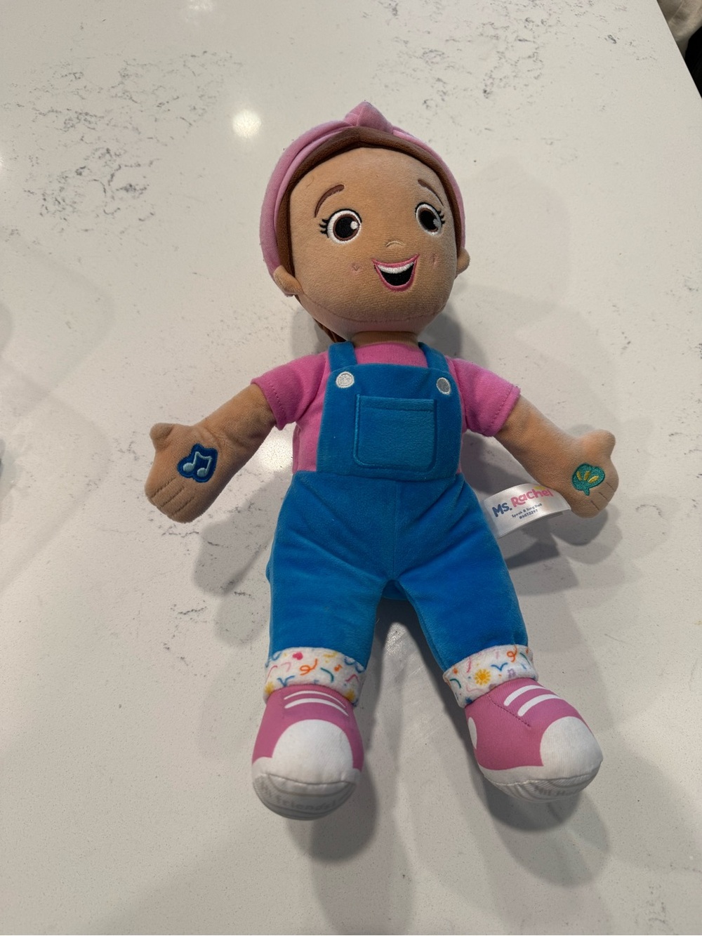 Rachel Pink Headband Plush Doll with Blue Overalls